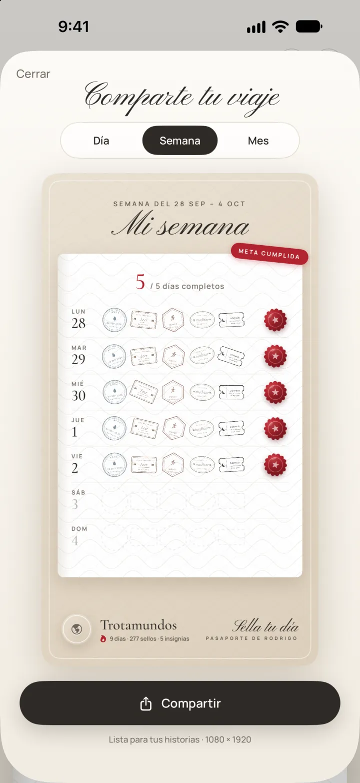 Estudio para compartir la semana con sus sellos